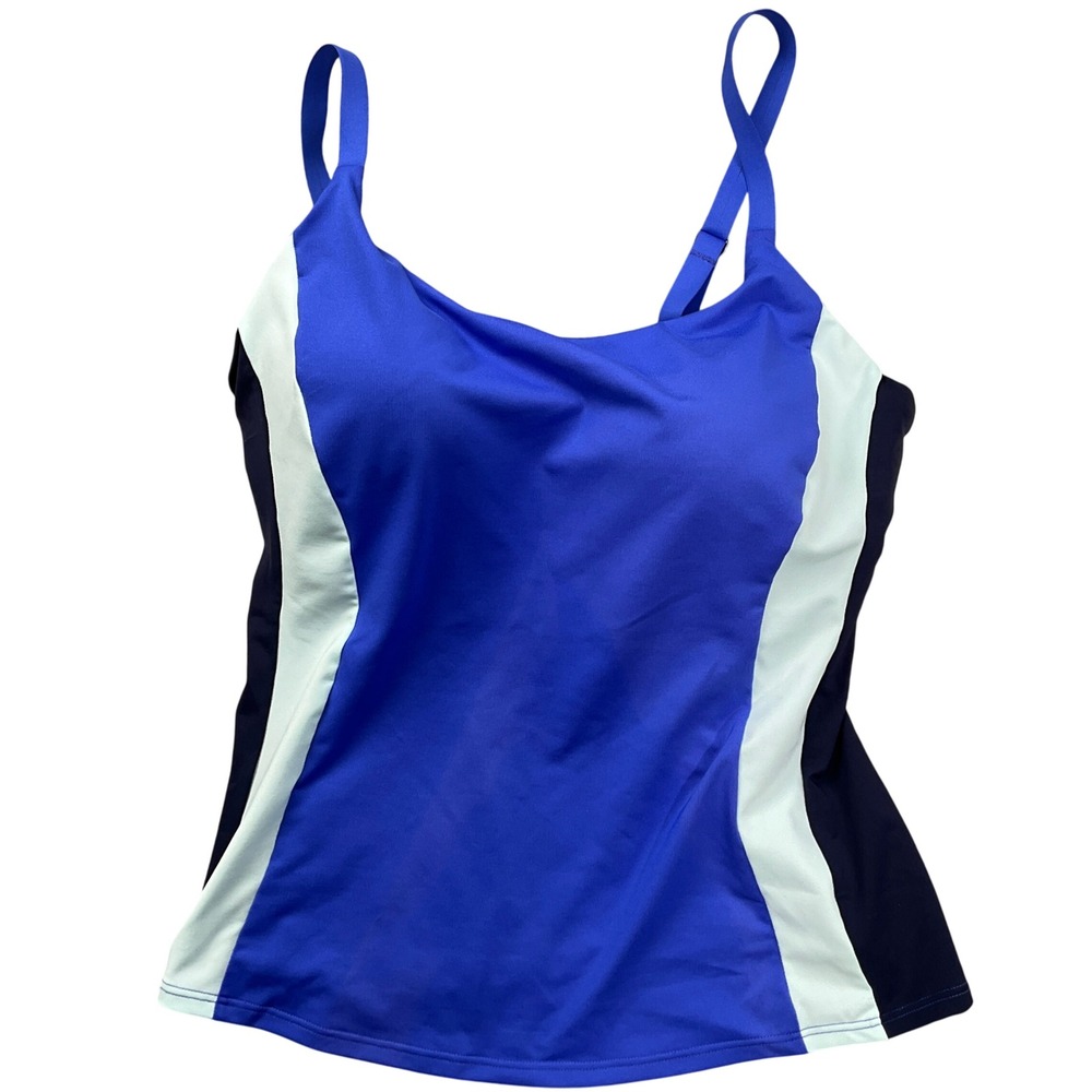 Athleta Tankini Top Womens 32D/DD Royal Blue Colorblock Coastline Bra Beach Swim